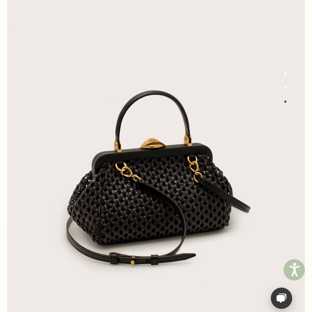 cult gaia Black Woven Top-Handle Crossbody Bag with Gold Hardware - Picture 2 of 3